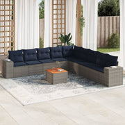 vidaXL 10-delige Loungeset met kussens poly rattan grijs