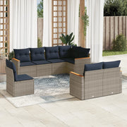 vidaXL 8-delige Loungeset met kussens poly rattan grijs