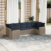 vidaXL 7-delige Loungeset met kussens poly rattan grijs