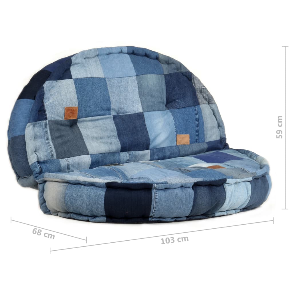 vidaXL Poef rond 100x20 cm denim patchwork