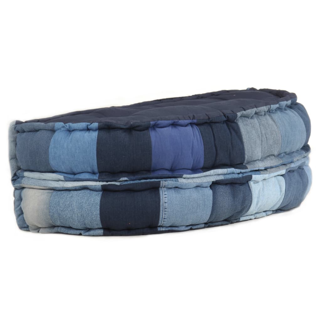 vidaXL Poef rond 100x20 cm denim patchwork