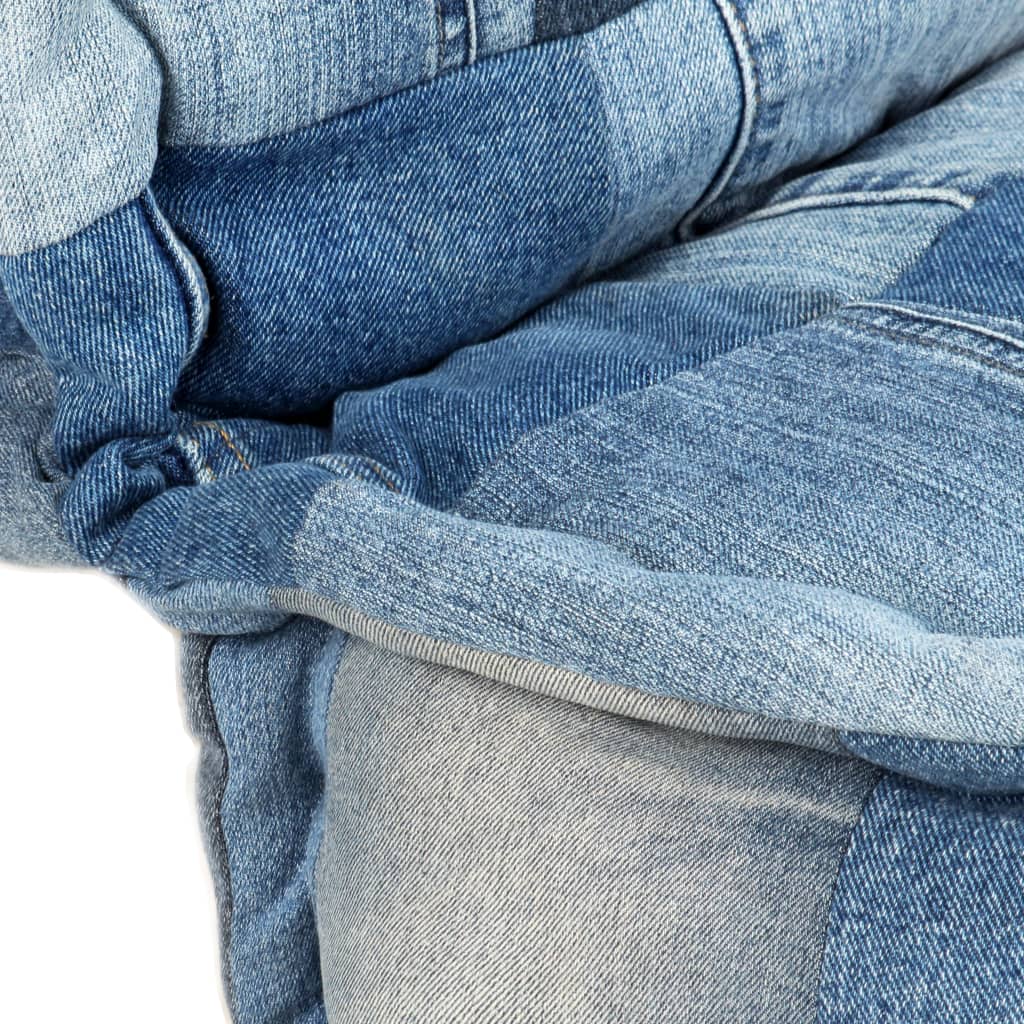 vidaXL Poef rond 100x20 cm denim patchwork