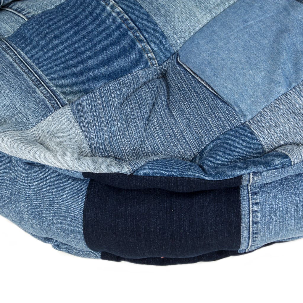 vidaXL Poef rond 100x20 cm denim patchwork