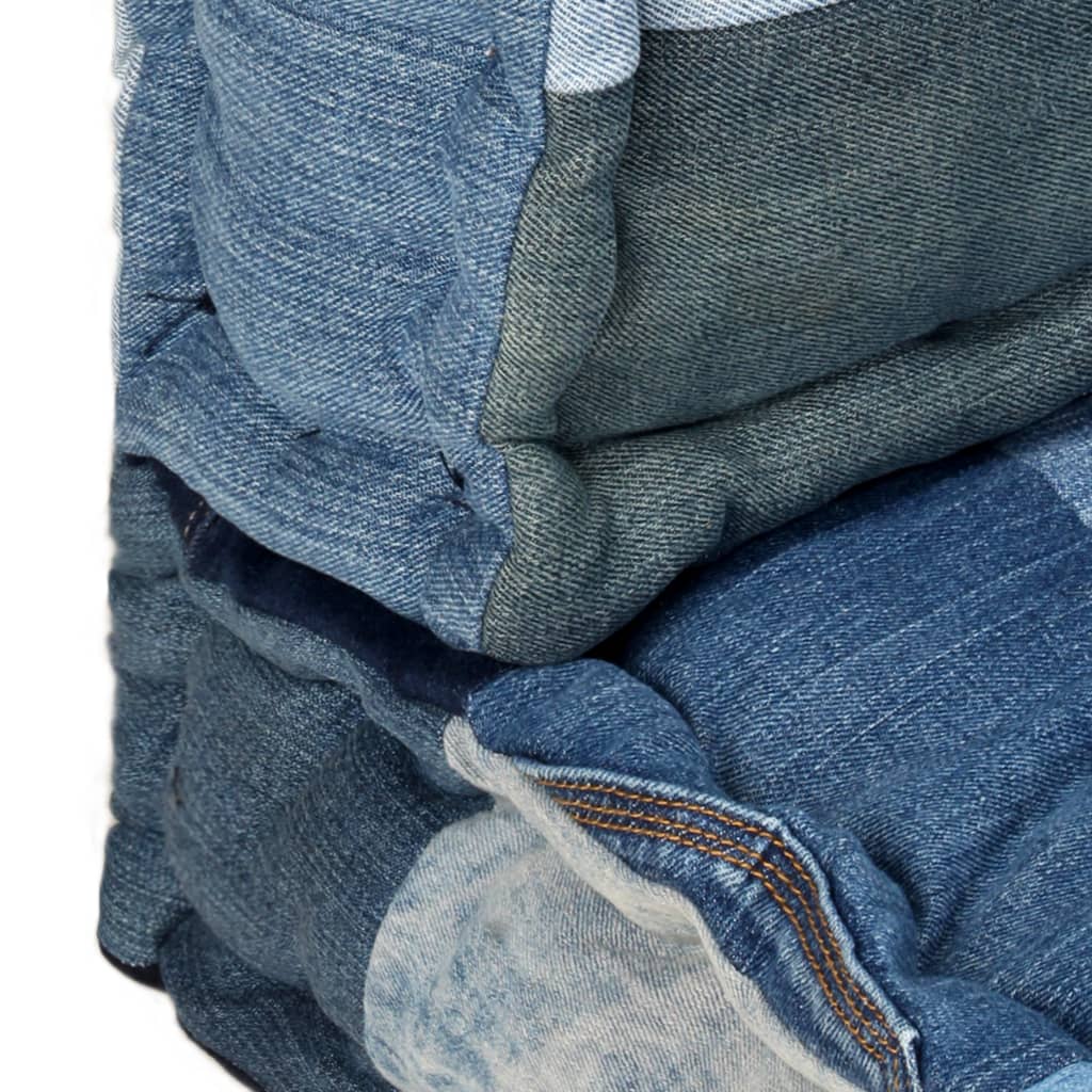 vidaXL 2-delige Bankkussenset pallet denim patchwork blauw