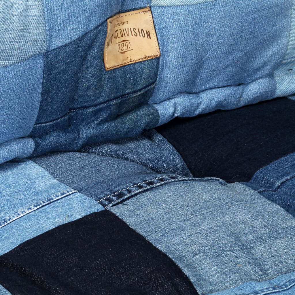 vidaXL 2-delige Bankkussenset pallet denim patchwork blauw