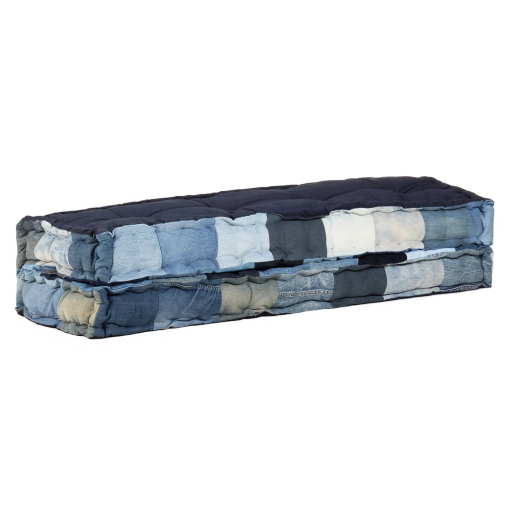 vidaXL 2-delige Bankkussenset pallet denim patchwork blauw