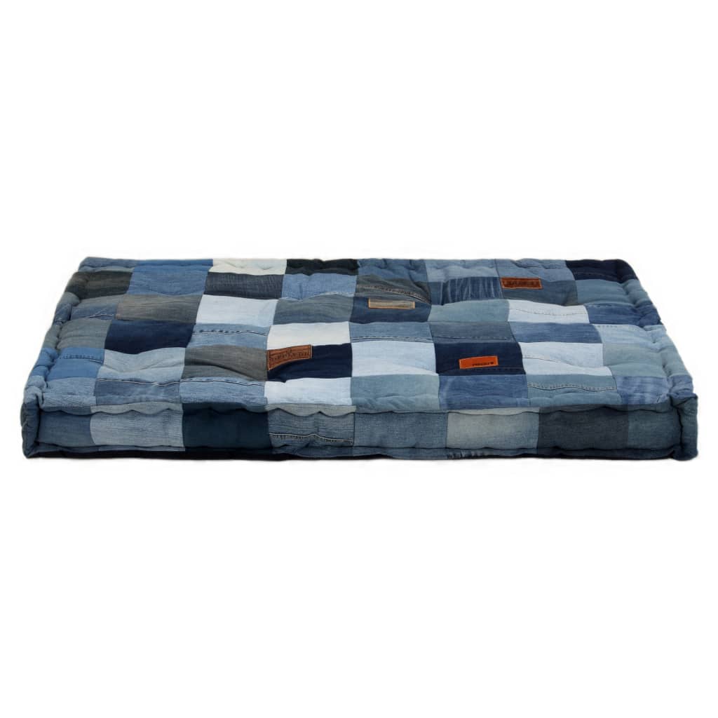 vidaXL 2-delige Bankkussenset pallet denim patchwork blauw