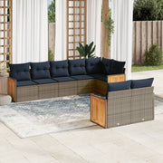 vidaXL 8-delige Loungeset met kussens poly rattan grijs