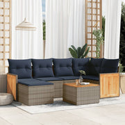 vidaXL 7-delige Loungeset met kussens poly rattan grijs