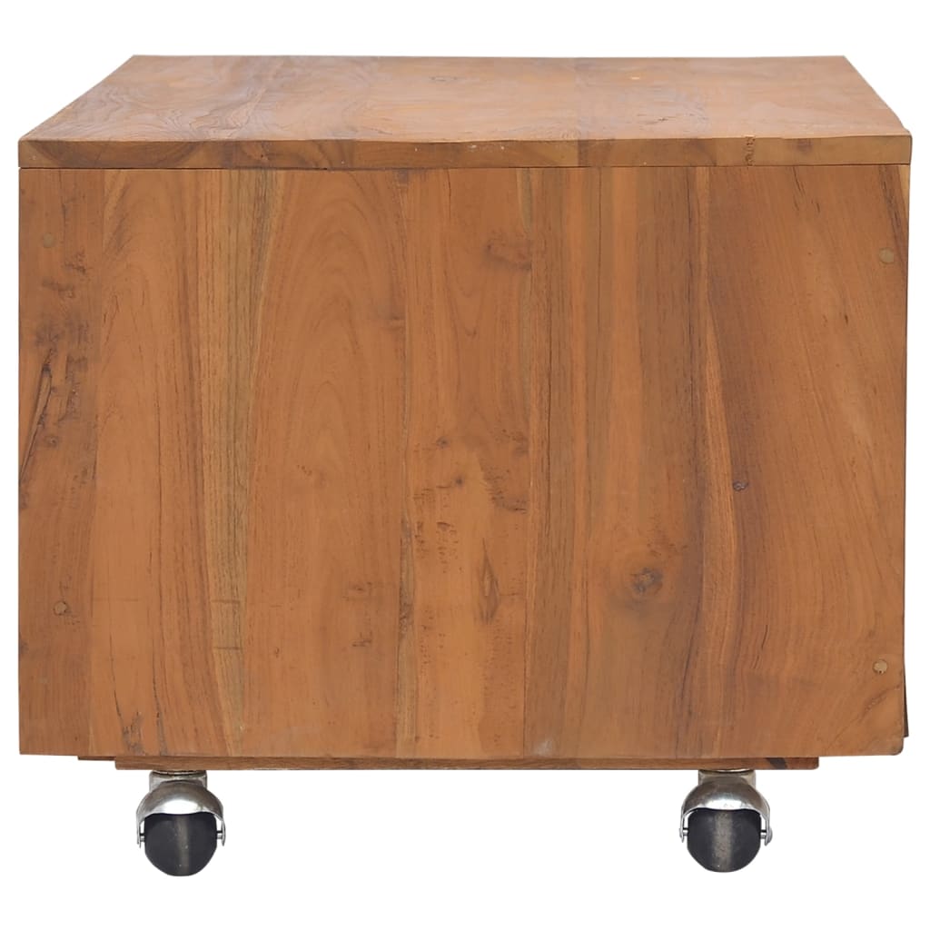 vidaXL Tv-meubel met wielen 80x50x42 cm massief teakhout