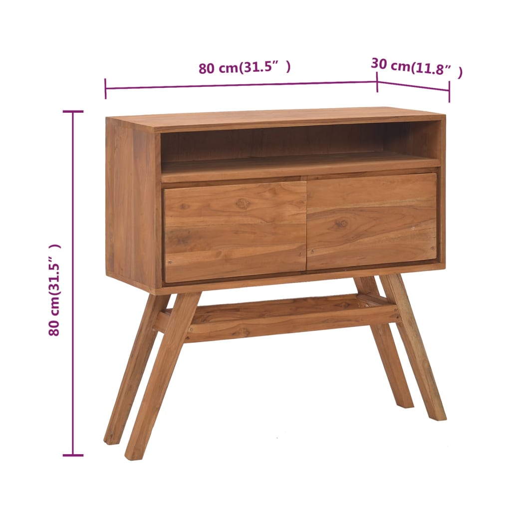 vidaXL Wandtafel 80x30x80 cm massief teakhout
