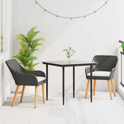 vidaXL Tuin eettafelset met kussen 3 pcs Zwart poly rattan