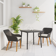 vidaXL 3-delige tuin diningset zwart poly riet