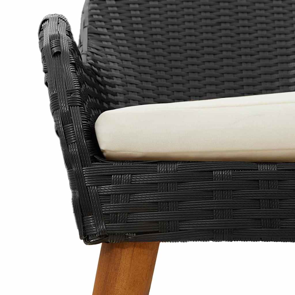 vidaXL Tuin eettafelset met kussen 3 pcs Zwart poly rattan