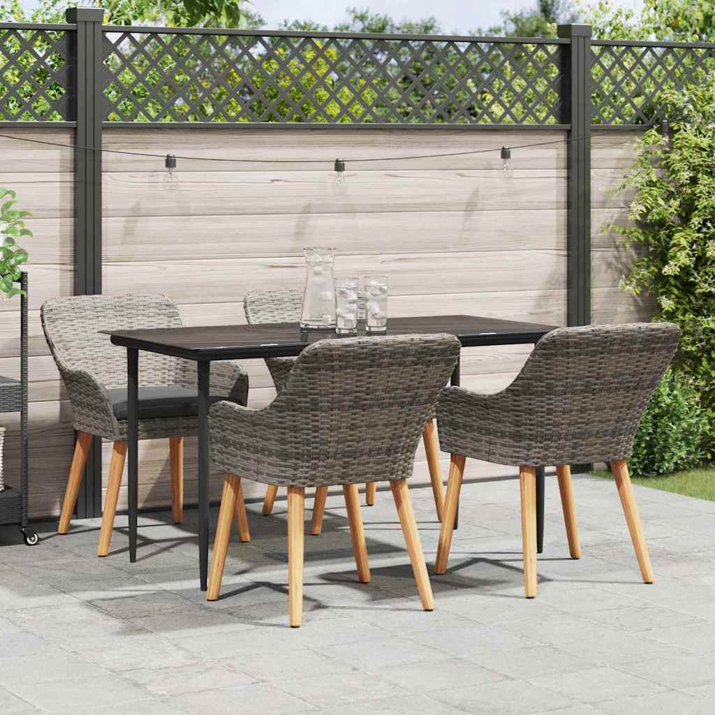 vidaXL Tuin eettafelset met kussen 3 pcs Zwart poly rattan