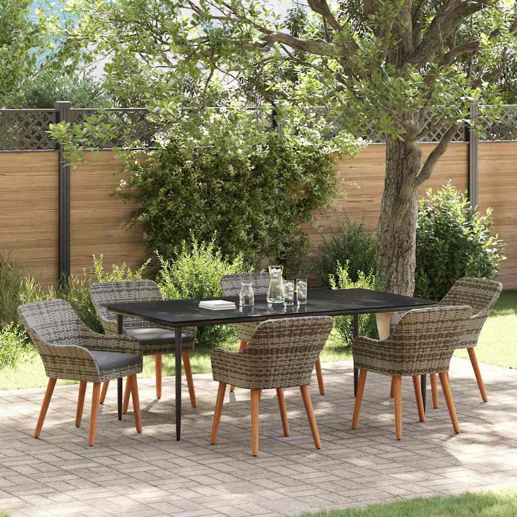 vidaXL Tuin eettafelset met kussen 3 pcs Zwart poly rattan