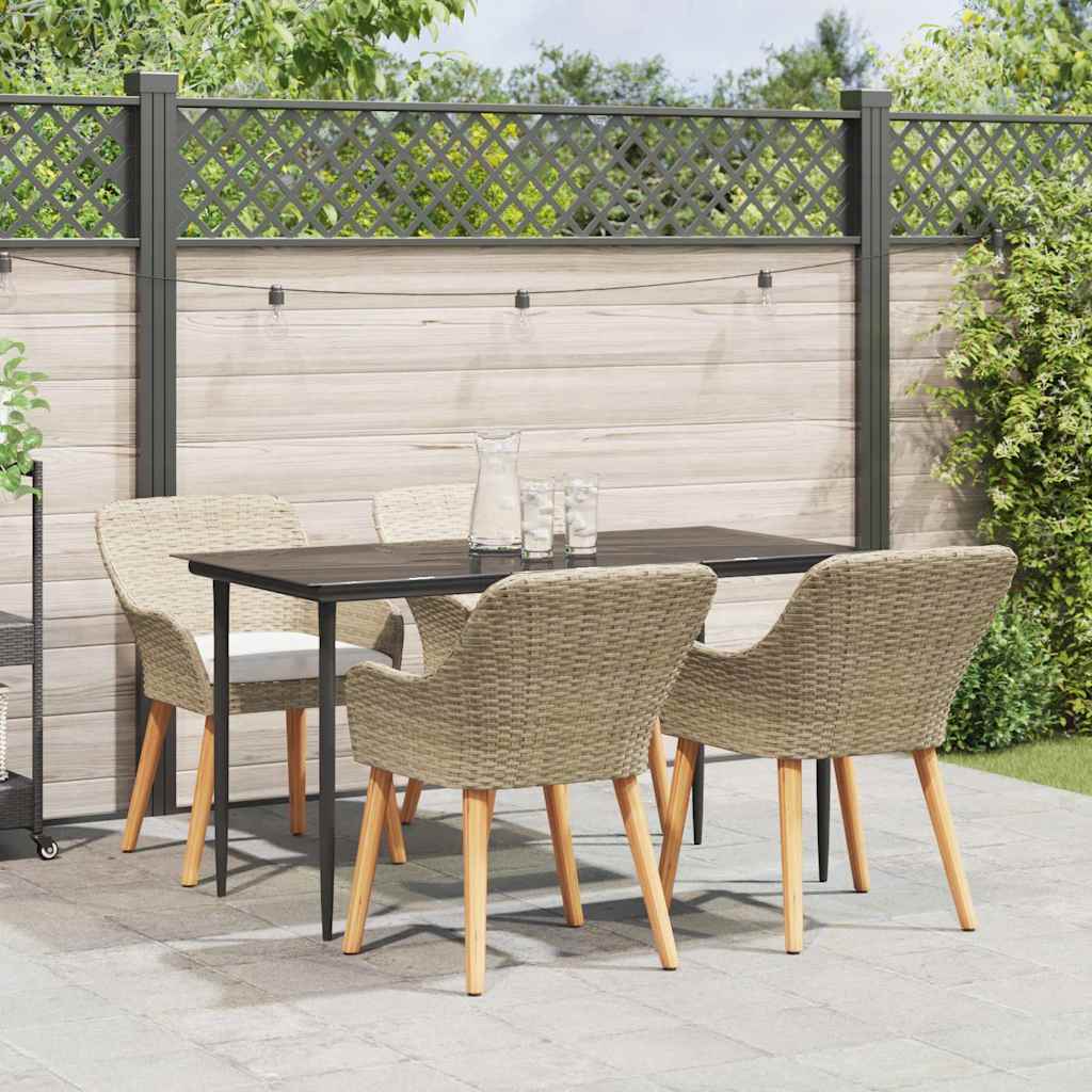 vidaXL Tuin eettafelset met kussen 3 pcs Zwart poly rattan