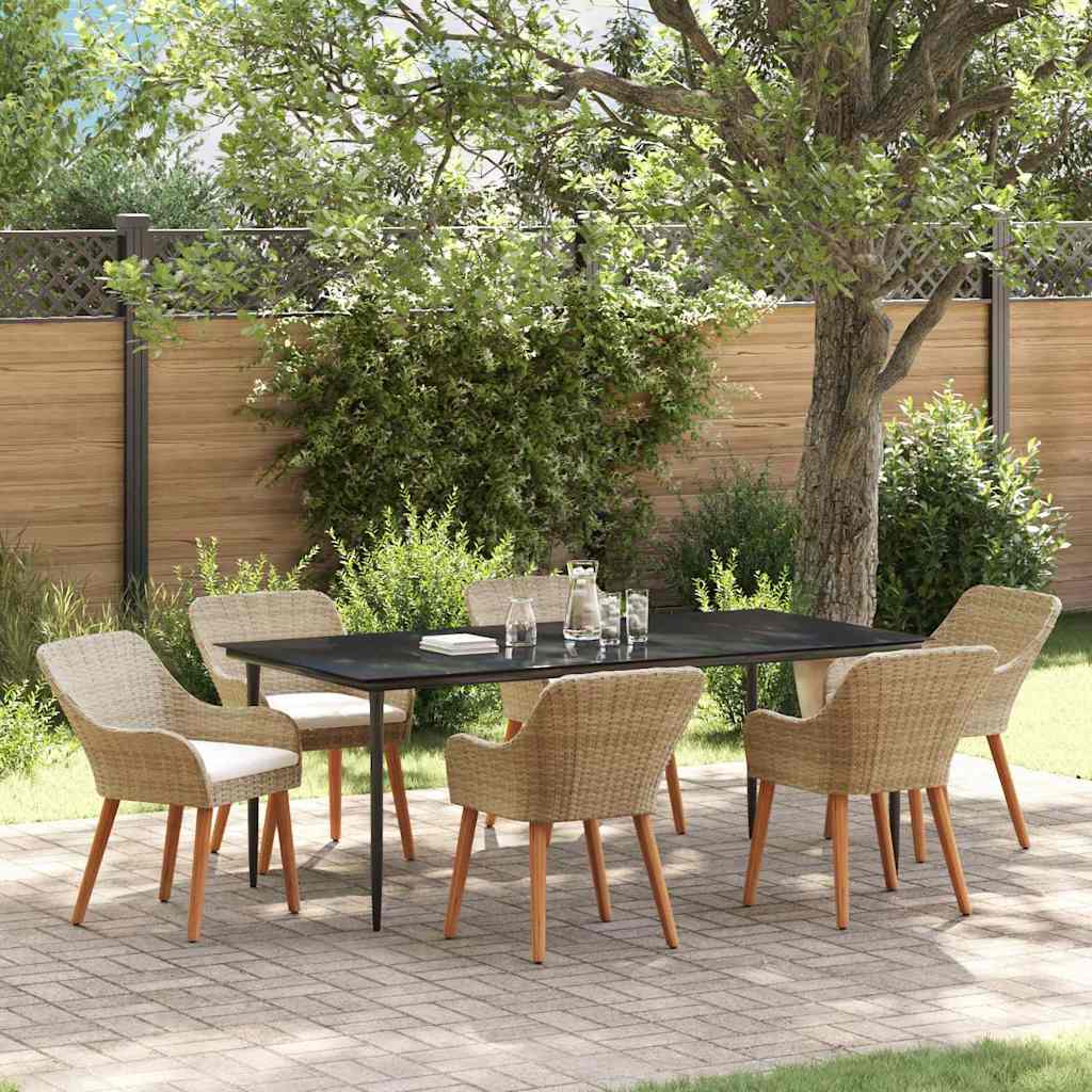 vidaXL Tuin eettafelset met kussen 3 pcs Zwart poly rattan