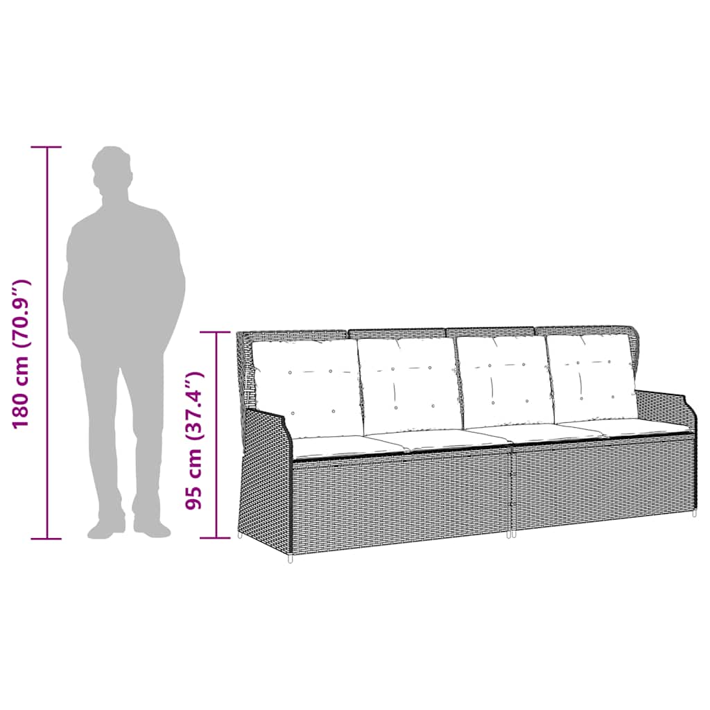 vidaXL 3-Piece Lounge Set with Cushions Poly Rattan Black
