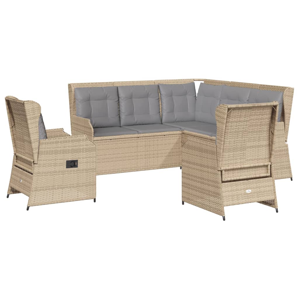vidaXL 5-delige Loungeset met kussens poly rattan beige