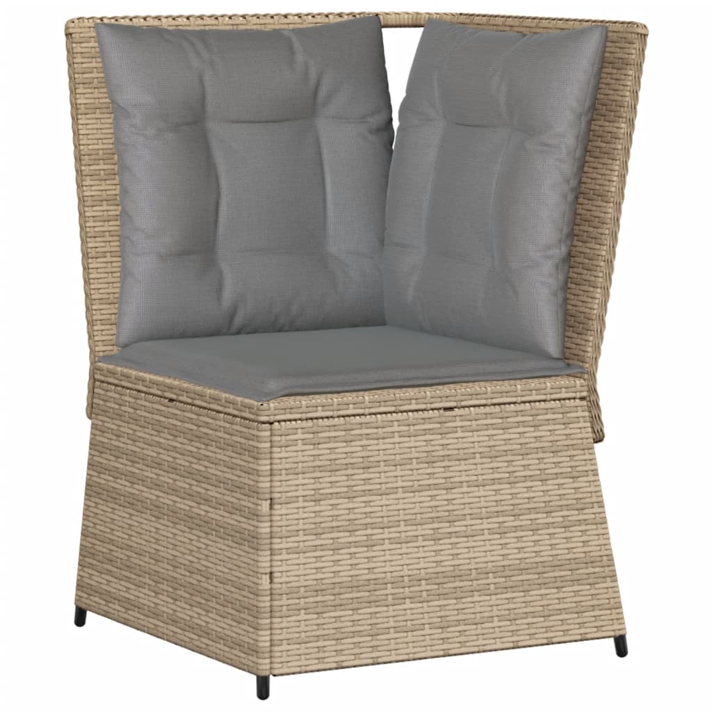 vidaXL 5-delige Loungeset met kussens poly rattan beige