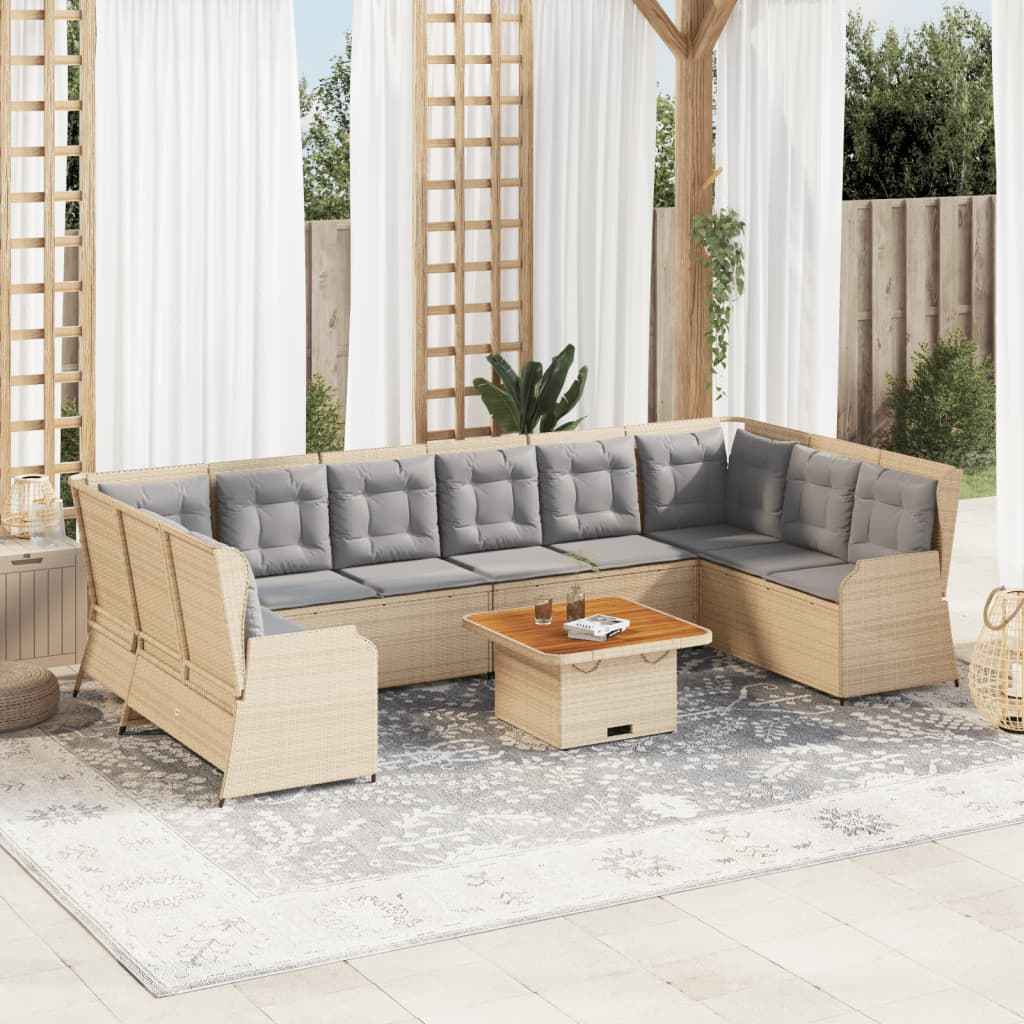 vidaXL 7-delige Loungeset met kussens poly rattan grijs