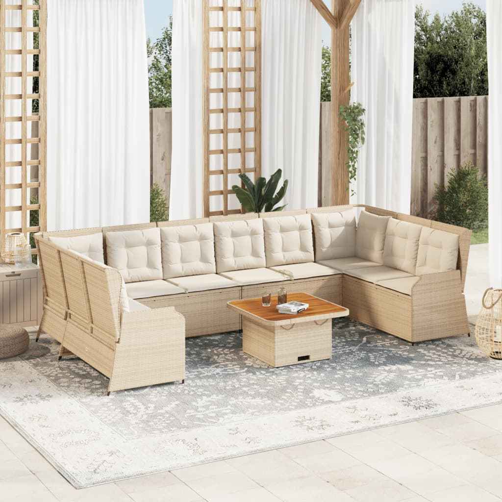 vidaXL 7-delige Loungeset met kussens poly rattan grijs