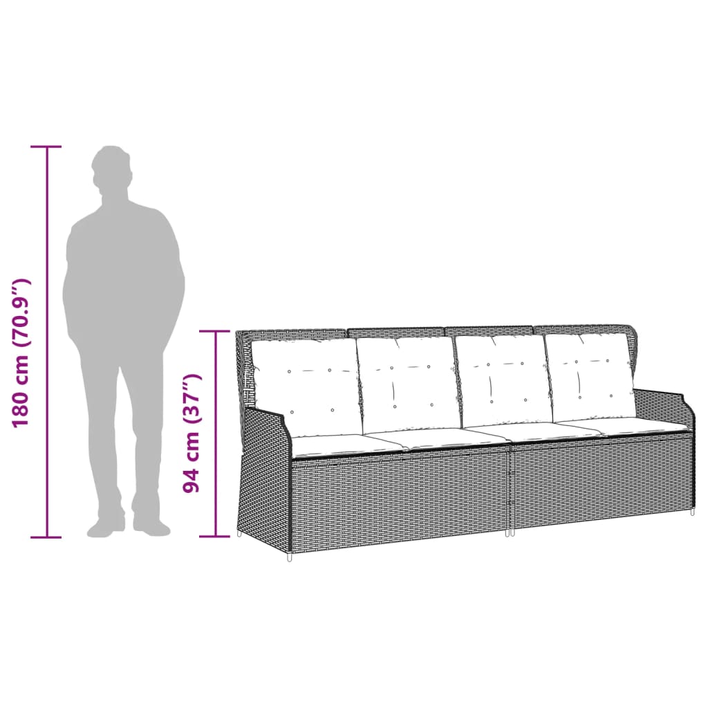vidaXL 3-delige Loungeset met kussens poly rattan beige