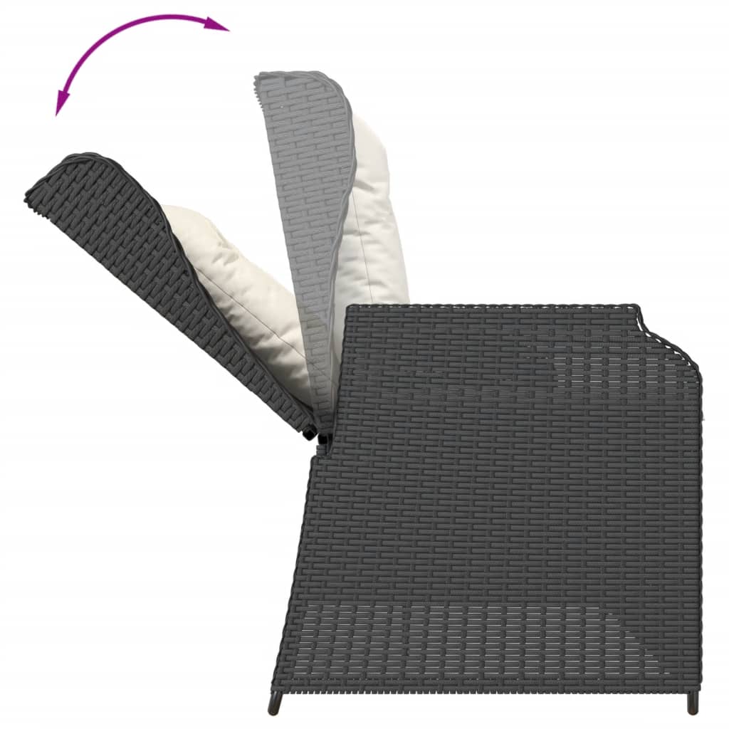 vidaXL 3-delige Loungeset met kussens poly rattan beige
