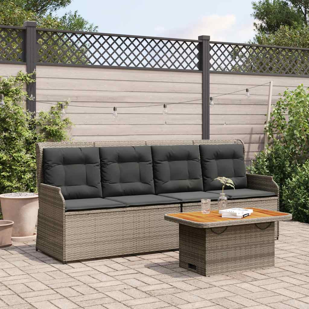 vidaXL 3-delige Loungeset met kussens poly rattan beige