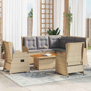 vidaXL 6-delige Loungeset met kussens poly rattan beige