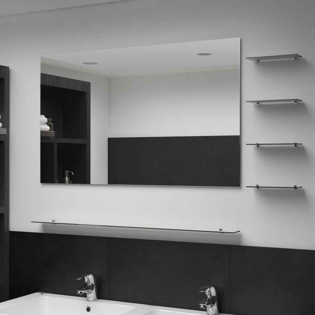 vidaXL Wandspiegel met schap 80x60 cm gehard glas