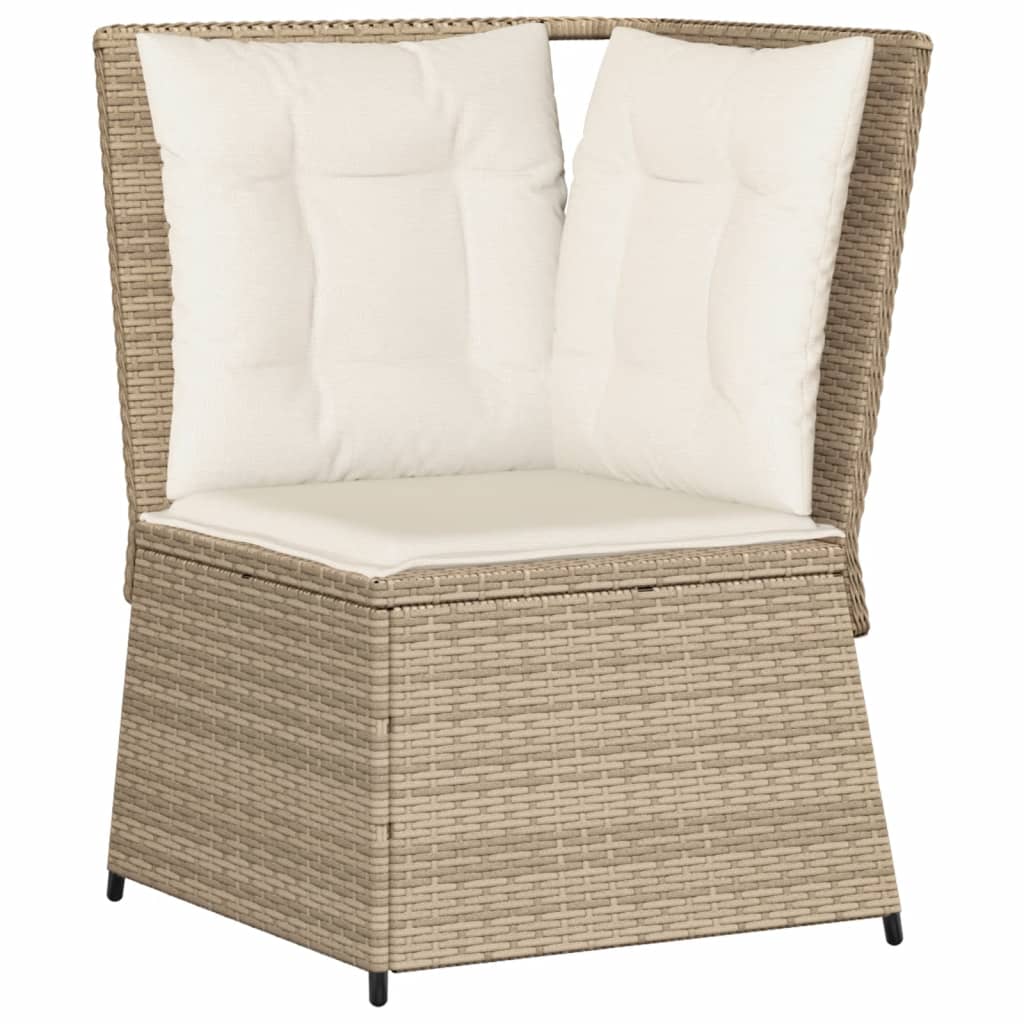 vidaXL 6-delige Loungeset met kussens poly rattan beige