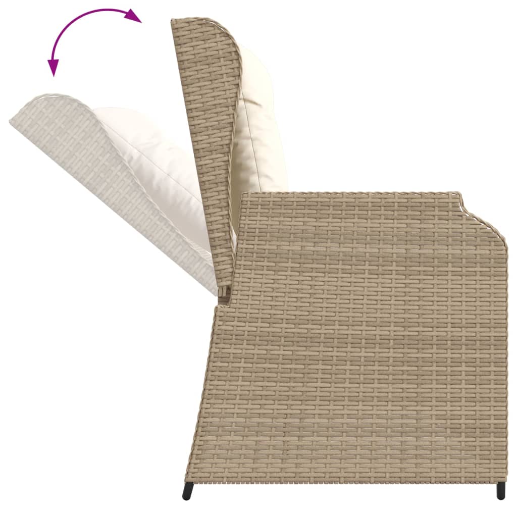vidaXL 6-delige Loungeset met kussens poly rattan beige