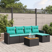 vidaXL 6-delige Loungeset met kussens poly rattan grijs