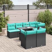 vidaXL 8-delige tuinbankset met kussens, zwart polyrotan