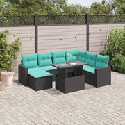 vidaXL 8-delige tuinbankset met kussens, zwart polyrotan