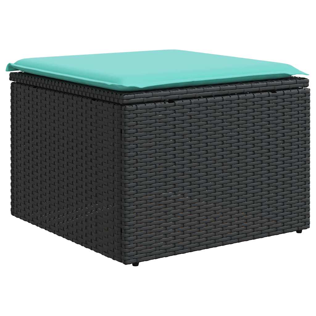 vidaXL 8-delige tuinbankset met kussens, zwart polyrotan