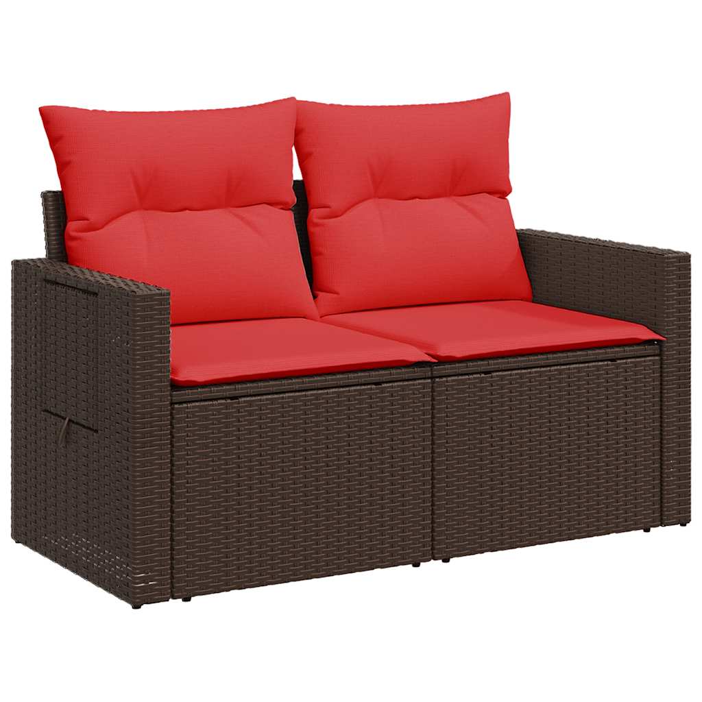 vidaXL 11-delige tuinbankset met kussens, zwart polyrotan