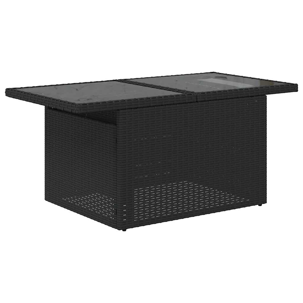 vidaXL 11-delige tuinbankset met kussens, zwart polyrotan