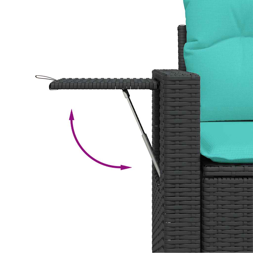 vidaXL 11-delige tuinbankset met kussens, zwart polyrotan