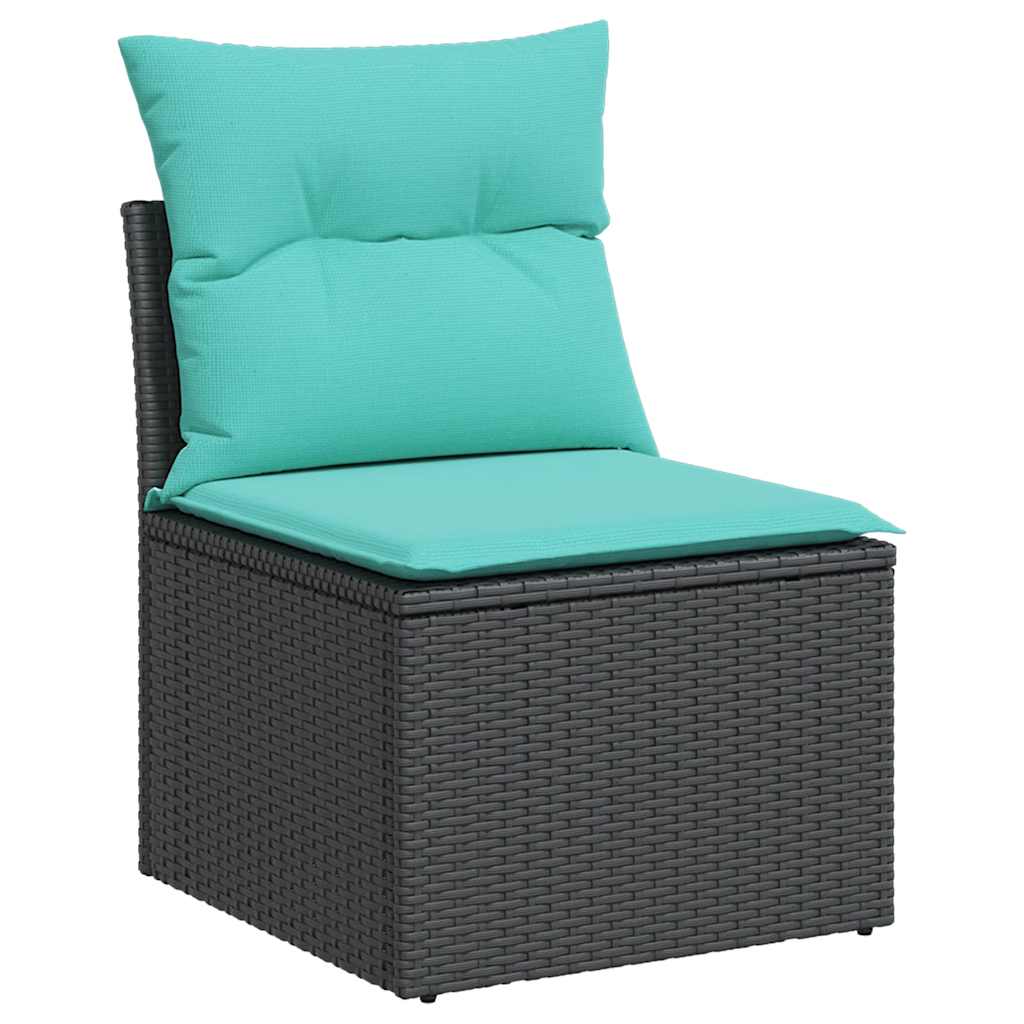 vidaXL 6-delige tuinbankset met kussens van zwart polyrotan