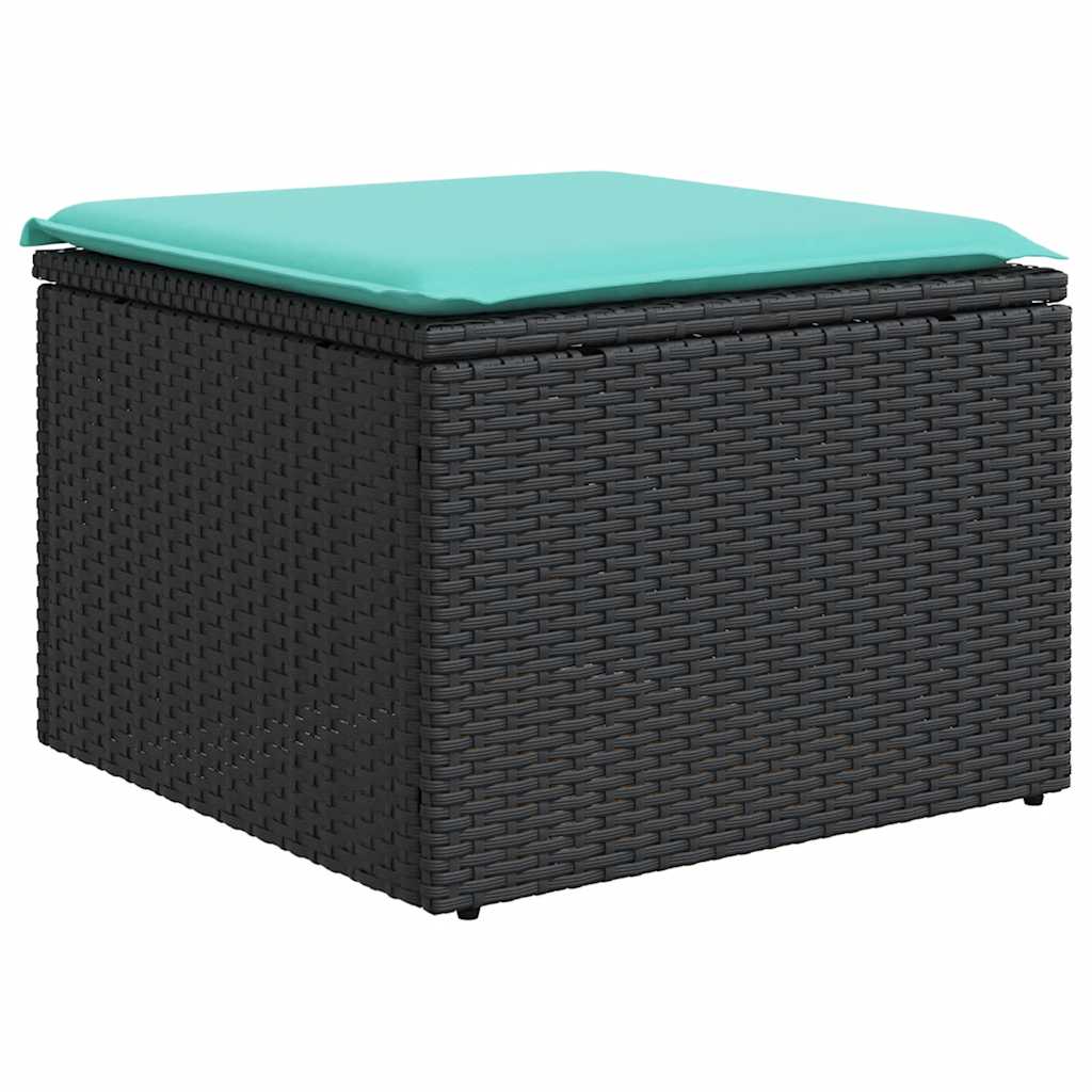 vidaXL 8-delige tuinbankset met kussens, zwart polyrotan