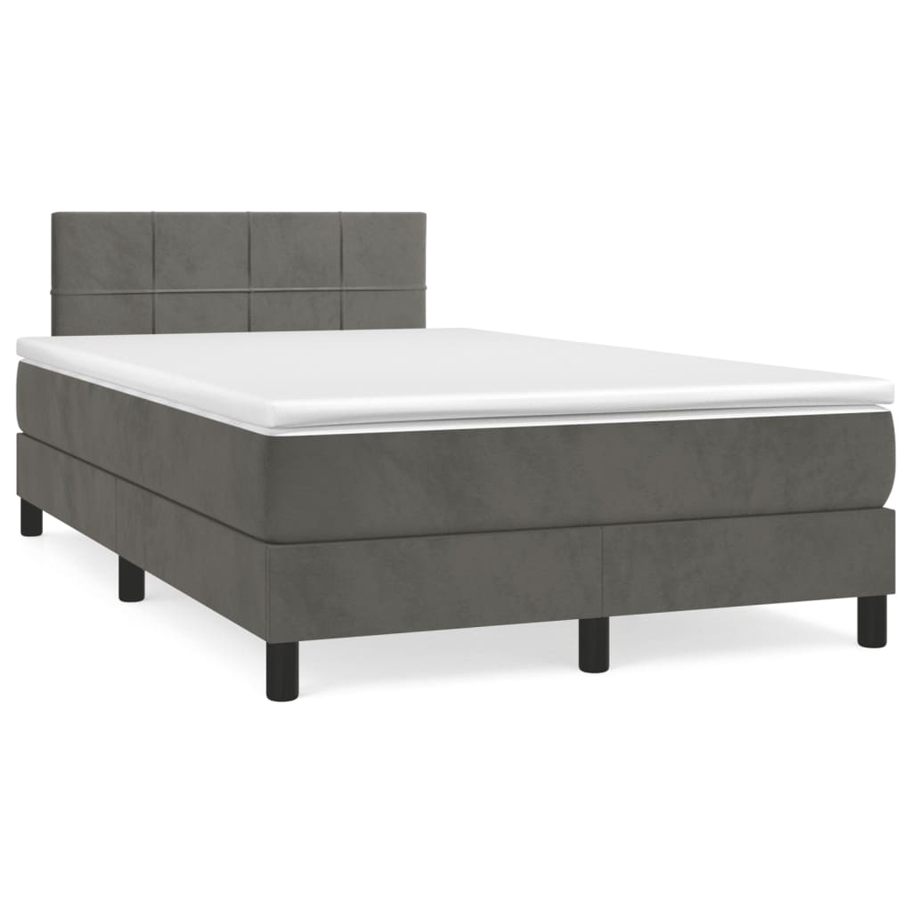 vidaXL Boxspring met matras fluweel donkergrijs 140x200 cm