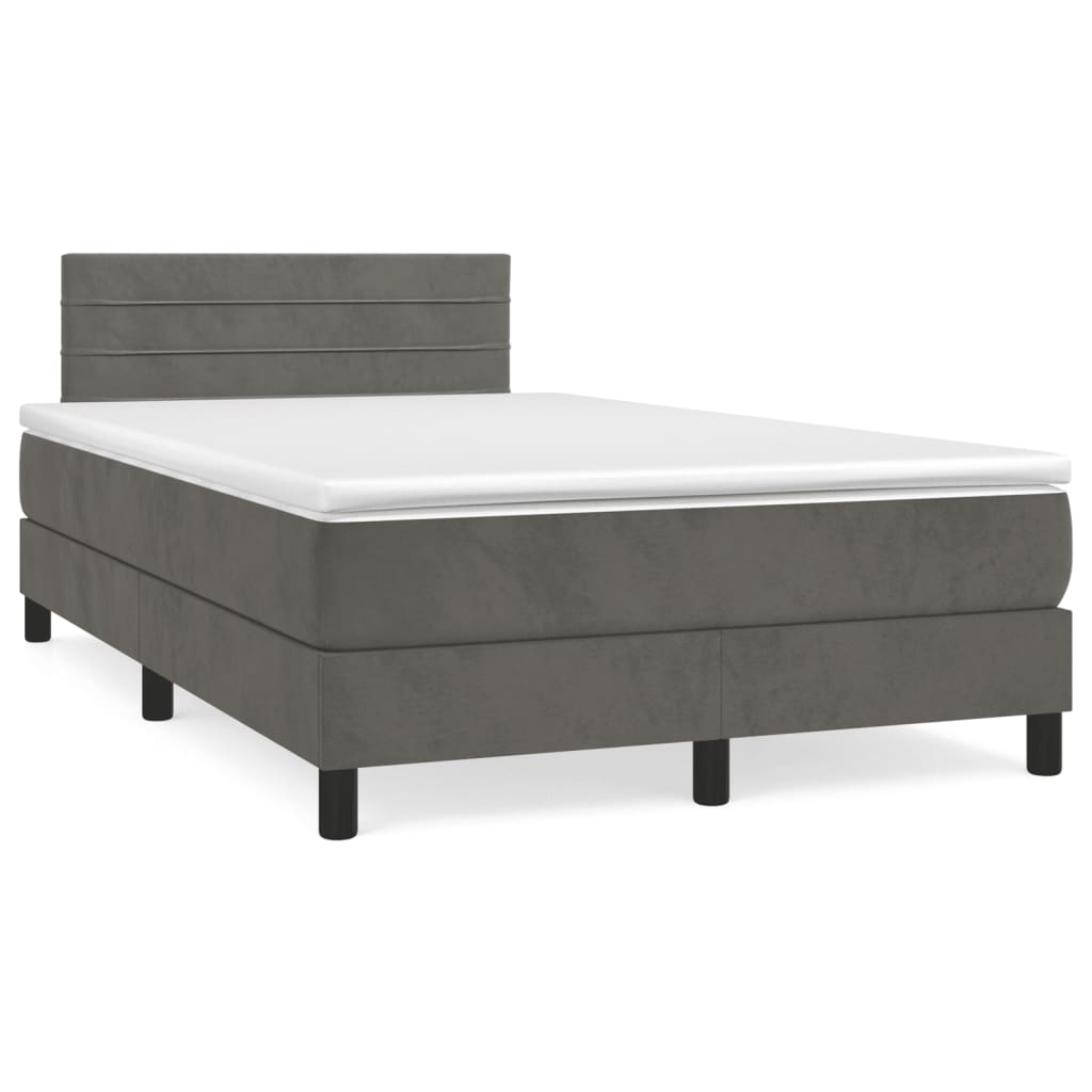 vidaXL Boxspring met matras fluweel donkergrijs 90x200 cm
