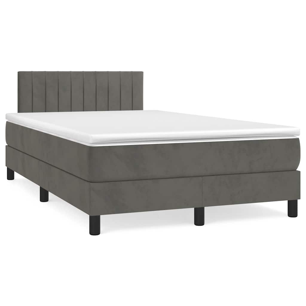 vidaXL Boxspring met matras fluweel donkergrijs 140x200 cm