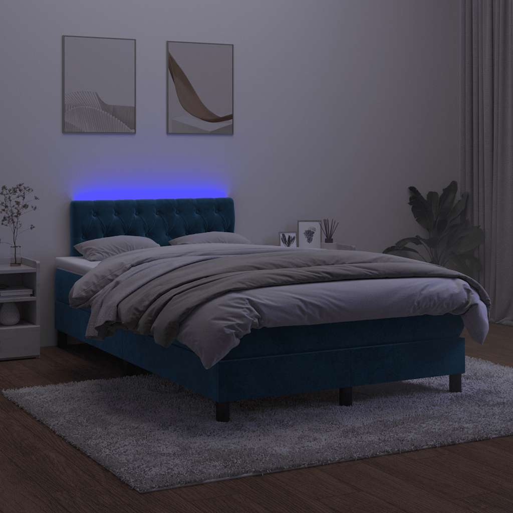 vidaXL Boxspring met matras en LED fluweel zwart 120x200 cm