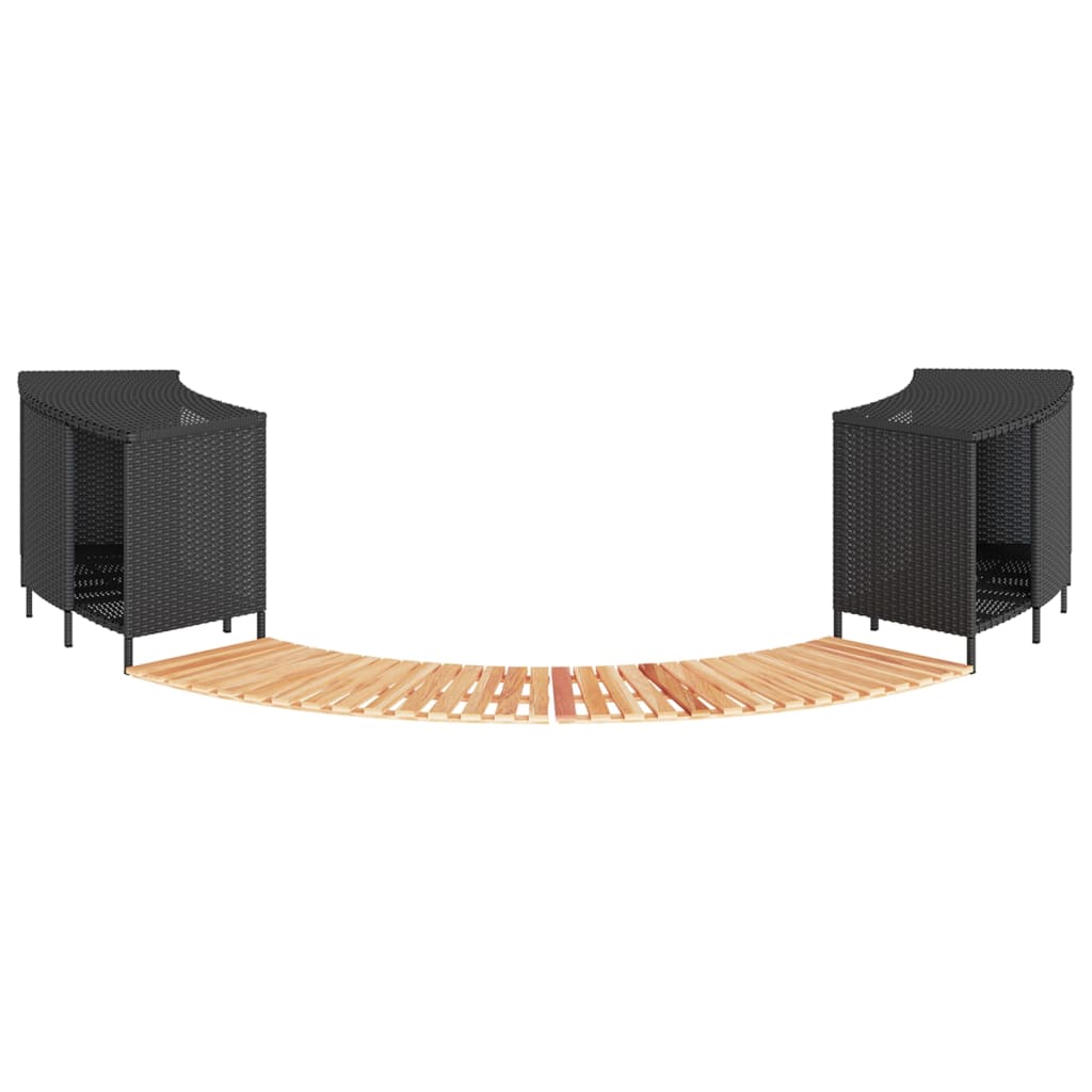 vidaXL Hottub-ombouw poly rattan en massief acaciahout zwart