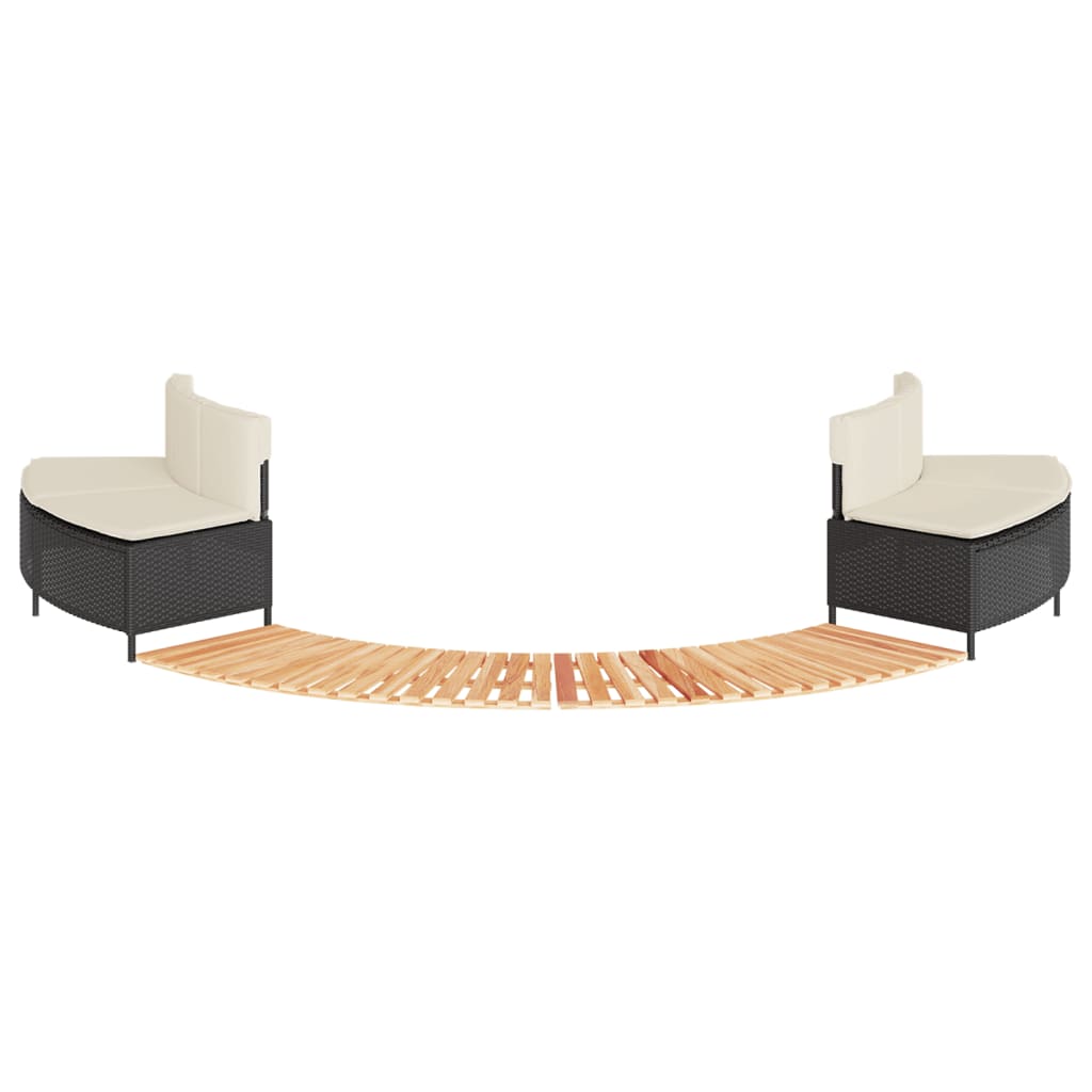 vidaXL Hottub-ombouw poly rattan en massief acaciahout zwart