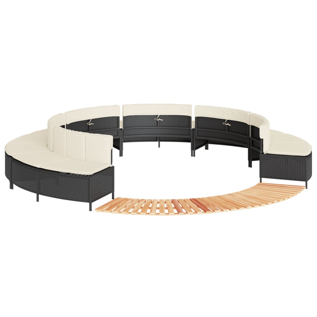 vidaXL Hottub-ombouw poly rattan en massief acaciahout zwart